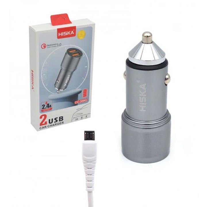 شارژر فندکی 2 پورت هیسکا (HISKA) مدل CC-309Q HISKA CC309Q 30W Car Charger